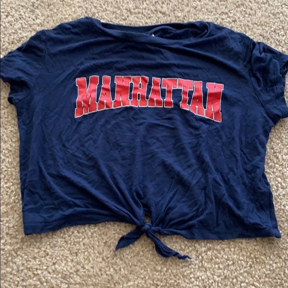 dark blue manhattan crop top